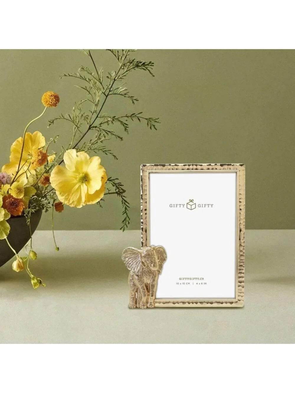Elegant Gold Elephant Picture Frame 4x6 for Tabletop Decor - Ideal for Home